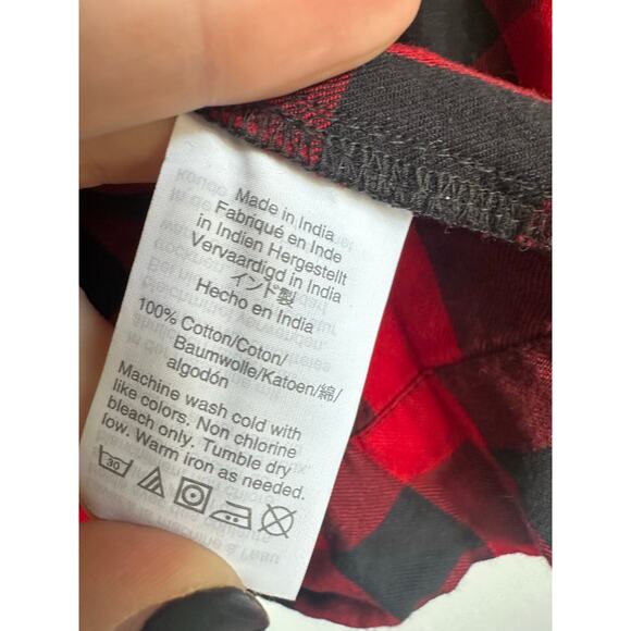 Madewell Buffalo Check Tie-Neck Shirt Red Black M - Picture 9 of 11